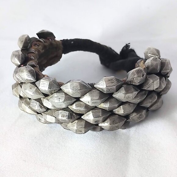 Rare Antique Coin Silver Beads Bracelet Wrist Cuff - Picture 2 of 7